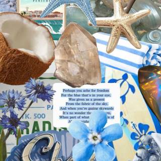 Cute blue summer collage wallpaper