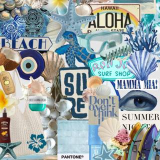 Cute blue summer collage wallpaper