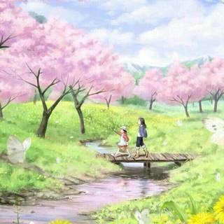 Anime nature spring wallpaper