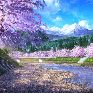 Anime nature spring wallpaper