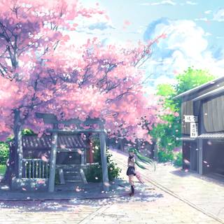 Anime nature spring wallpaper