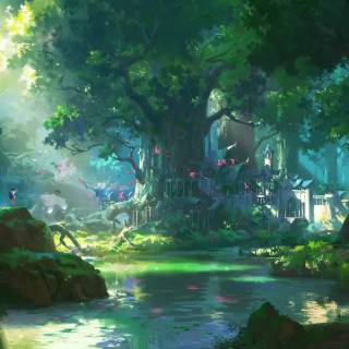 Anime nature spring wallpaper