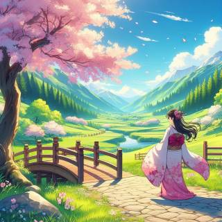 Anime nature spring wallpaper
