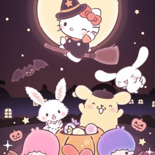 Halloween Hello Kitty friends wallpaper