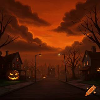 Halloween small town wallpaper