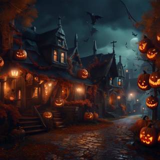 Halloween small town wallpaper