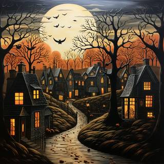 Halloween small town wallpaper