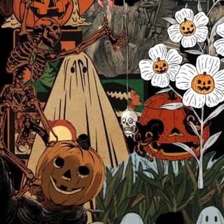 Vintage Halloween phone wallpaper