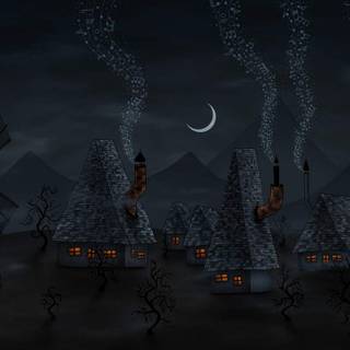 Halloween small town wallpaper