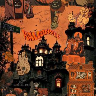 Vintage Halloween phone wallpaper