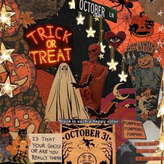 Vintage Halloween phone wallpaper