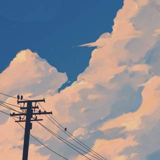 Anime clouds phone wallpaper