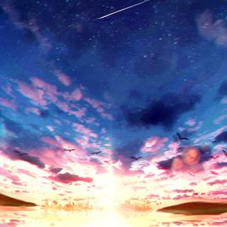 Anime clouds phone wallpaper