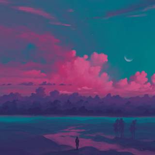 Pink sunset desktop wallpaper