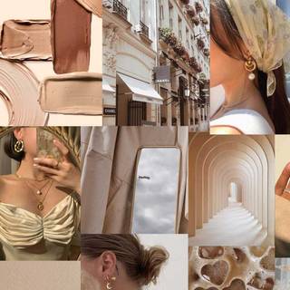 Beige collage desktop wallpaper