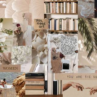 Beige collage desktop wallpaper