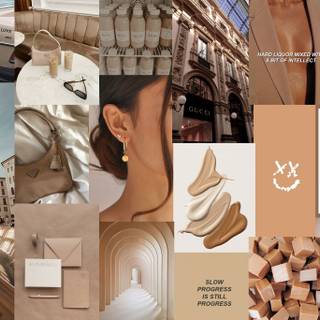 Beige collage desktop wallpaper