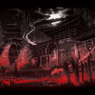 Red and black Japanese wallpaper