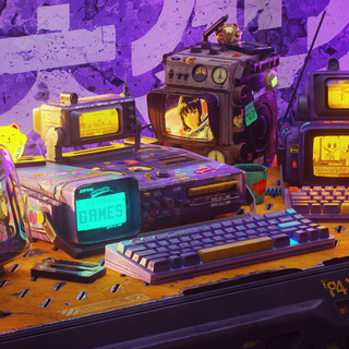 Retro computer anime wallpaper