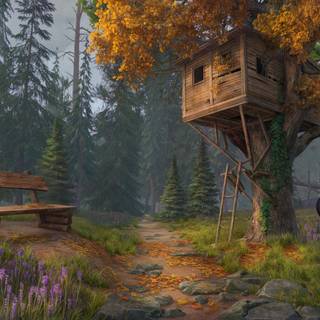 Tree house 4k wallpaper