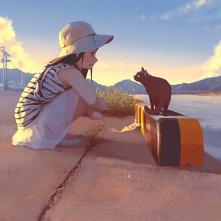 Anime cat desktop wallpaper