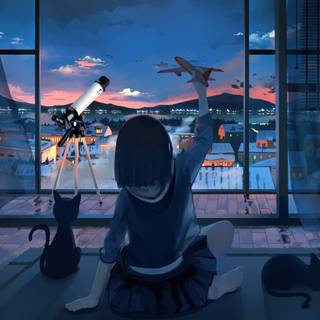 Anime cat desktop wallpaper