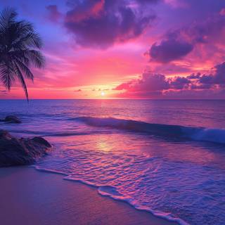 Pink beach desktop wallpaper