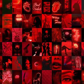 Red collage desktop wallpaper