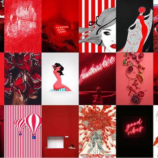 Red collage desktop wallpaper