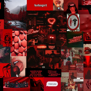 Red collage desktop wallpaper