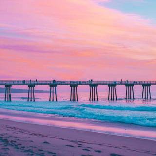 Pink beach desktop wallpaper