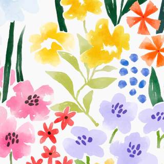 Summer flowers watercolour wallpaper