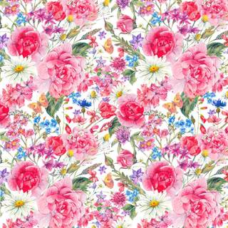 Summer flowers watercolour wallpaper