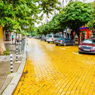 Brick road wallpaper