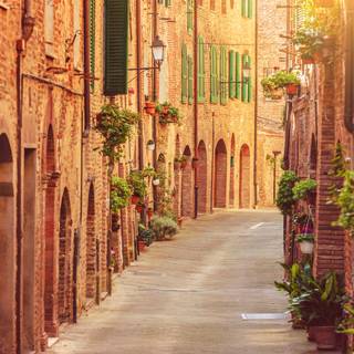 Brick road wallpaper