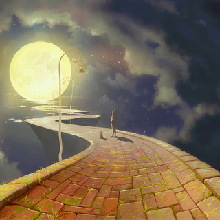 Brick road wallpaper