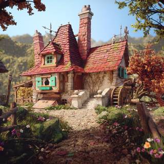 Fantasy cottage wallpaper
