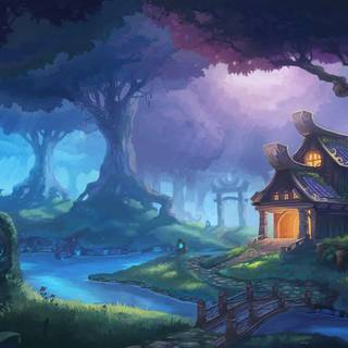 Fantasy cottage wallpaper