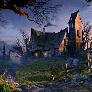 Fantasy cottage wallpaper