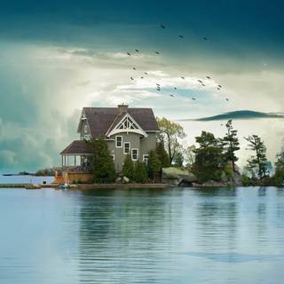 Fantasy cottage wallpaper