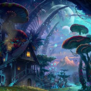 Fantasy cottage wallpaper