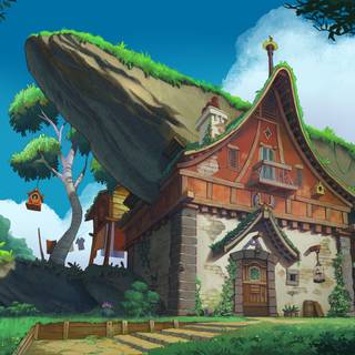 Fantasy cottage wallpaper