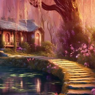 Fantasy cottage wallpaper