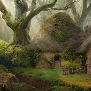 Fantasy cottage wallpaper