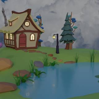 Fantasy cottage wallpaper