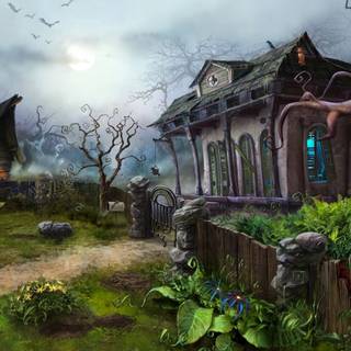 Fantasy cottage wallpaper