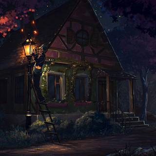 Fantasy cottage wallpaper