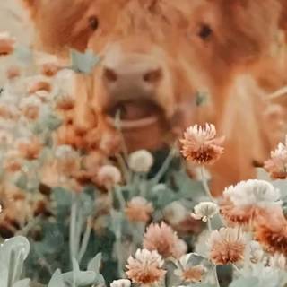 Cow flowers wallpaper