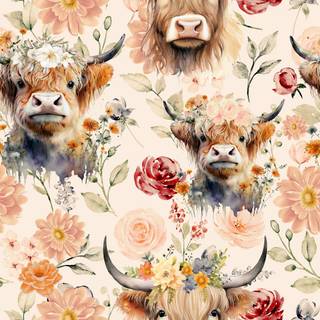 Cow flowers wallpaper