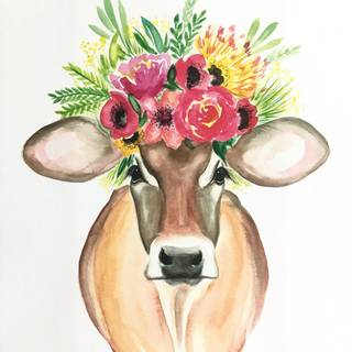 Cow flowers wallpaper
